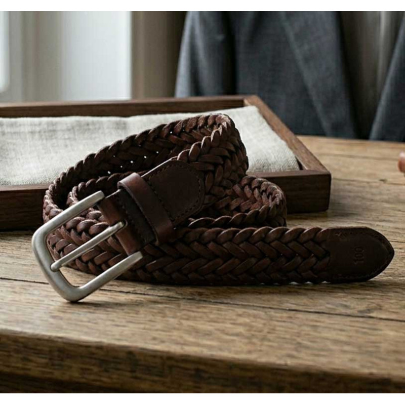 Ceinture cuir tressée